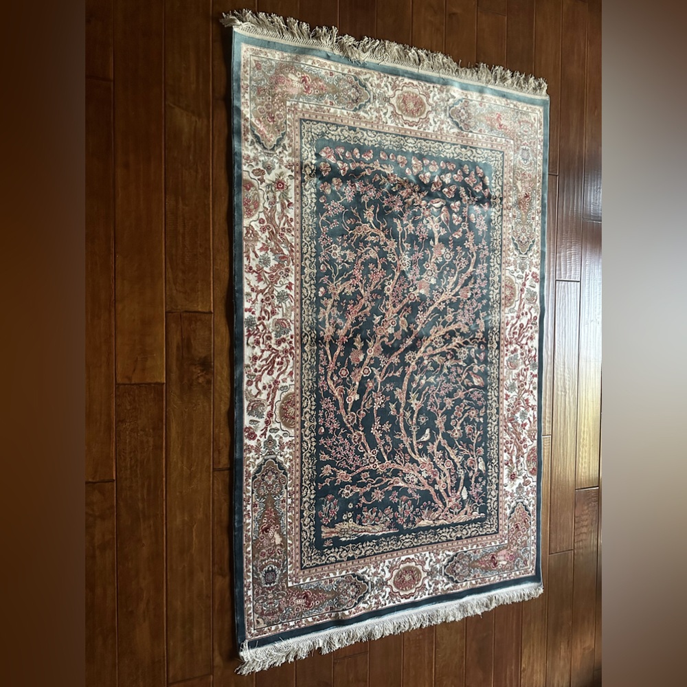 HAND KNOTTED BAMBOO SILK TREE OF LIFE TURKISH RUG NWT